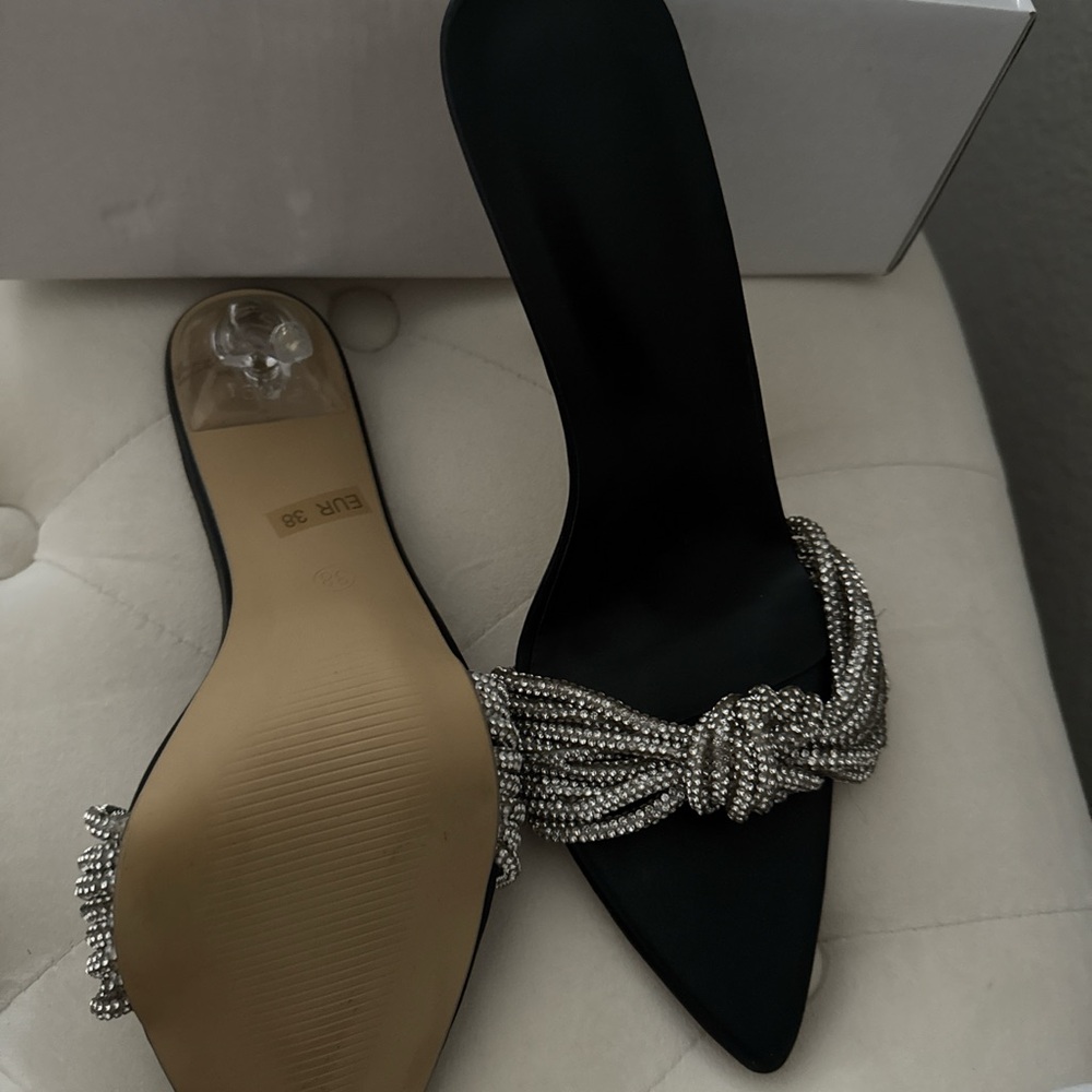 Elegant Black and Silver Crystal Heels